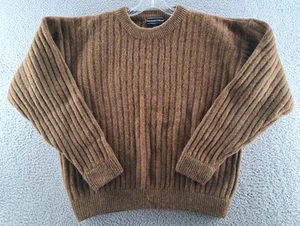 VINTAGE Preswick & Moore Sweater Womens Large Brown Ribbed 100% Shetland Wool  - Picture 1 of 9