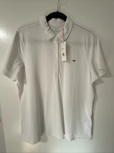 Polo donna Vineyard Vines nuova con etichetta tinta unita bianca performance piqué grande - Foto 1 di 15