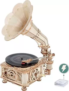 ROKR Manovella Classico Grammofono Modello 3D Puzzle in Legno Fai da Te Giocattolo da Costruzione - Foto 1 di 13