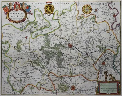 Brüssel - Secunda pars Brabantiae - Blaeu 1634 - Original map - Brussels - Bild 1 von 3