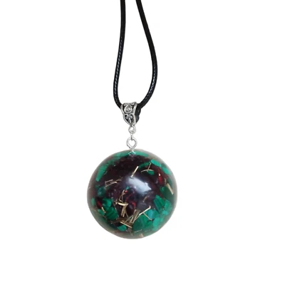 Orgonite ciondolo Orgone collana protezione Malachite Granato chakra spirale - Immagine 1 di 4
