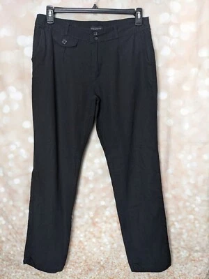 New Look Women's Solid Black Cropped Linen Pants Size XL - Image 1 of 4