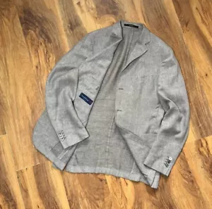 Windsor x Ermenegildo Zegna Cross-Ply Men Linen Gray Size 48 Windowpane Blazer - Picture 1 of 17