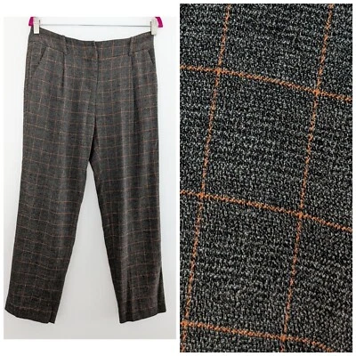 Milly Windowpane Wool Blend Trouser Gray/Orange Size 6 - Image 1 of 4