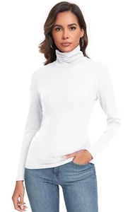 Womens Long Sleeve Turtleneck Slim Fitted Lightweight Casual Active Layer Top... - Picture 1 of 6