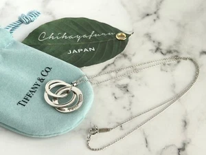 TIFFANY&Co 1837 Interlocking Circles Necklace Silver Triple 925 Fast Shipping - Picture 1 of 18