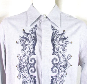 English Laundry Christopher Wicks Embroidered Mens Shirt Size M Blue Long Sleeve - Picture 1 of 14