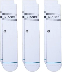 NUEVO CON ETIQUETAS L Para hombres 9-13 Grande STANCE Paquete de 3 Calcetines Acolchados Blanco Negro Logo Crew - Imagen 1 de 3