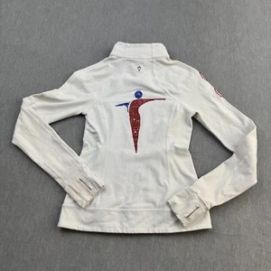 Ivivva By Lululemon Jacket Girls 12 White Full Zip Define Mock Neck Custom Bling - Picture 1 of 15