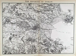 OLD ANTIQUE MAP PLAN DUBLIN ENVIRONS IRELAND c1837 by CHARLES KNIGHT - Picture 1 of 1