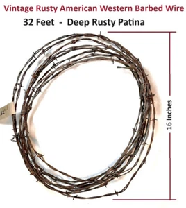 32-ft Old Vintage Rusty Barbed Wire Western Ranch Rustic Farmhouse Decor Wreath - Picture 1 of 4