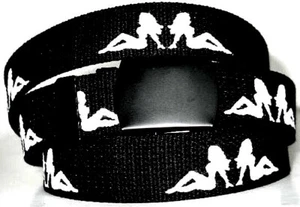 Cintura tela nera FANGO PATTA 45" x 1 1/4" CAMIONIERE motociclista militare WEB fibbia NERA - Foto 1 di 6