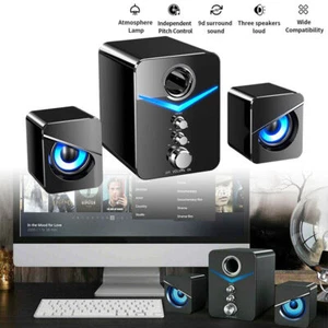 Surround Sound System LED Speakers Gaming Bass USB Wired for Desktop Computer PC - Picture 1 of 19
