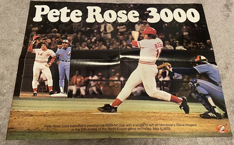 *ORIGINAL* 1978 COMMEMORATIVE STADIUM POSTER PETE ROSE 3000 REDS 23 X 18" Cover