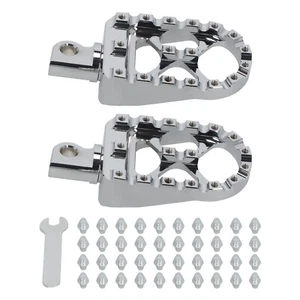 Wide Fat Foot Pegs MX Floorboard CNC For Harley Dyna Touring Sportster Softail - Picture 1 of 12