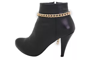 Women Gold Metal Boot Chain Links Bracelet Western Shoe Basic Simple Classy Look - Picture 1 of 12