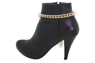 Women Gold Metal Boot Chain Links Bracelet Western Shoe Basic Simple Classy Look Foto 1 de 4