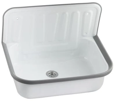 Ausgussbecken Stahl emailliert weiß für Keller Garten Waschküche  - Bild 1 von 2