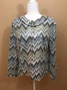 Giacca da sera elegante Chico's Jewel paesaggio marino paillettes chevron - taglia 2/large - Foto 1 di 6