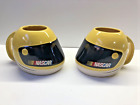 2 NASCAR Racing Sherwood VTG Helmet Coffee Cup Ceramic Mugs Yellow