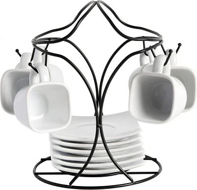 13 PC Gibson Espresso Cup & Saucer Set with Metal Rack - Image 1 of 4