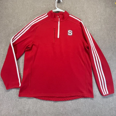 NC State Wolfpack 1/4 Zip Pullover Sweatshirt Men's XL Red Long Sleeve adidas Cover