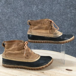Sorel Boots Womens 7.5 Out N About Rain Ankle Lace Up NL2133-286 Brown Leather - Picture 1 of 21