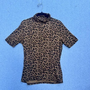Michael Kors Shirt Damen mittelbraun Animal Print Rollkragen Kurzarm - Bild 1 von 8