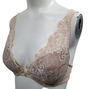 Third Love 24/7 Lace Contour Plunge Bra Size 32C 1/2 Beige Adjustable Underwire - Picture 1 of 9
