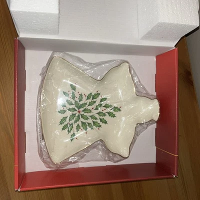 Plato de caramelo LENOX Holiday Angel diseño americano Navidad 9,25”Lx7,75”Wx1,25”H Foto 1 de 4