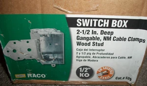 Box of 20 - Raco 529 - 3"x2" Switch Boxes 2-1/2in Deep Gangable, NM Cable Clamps - Picture 1 of 5
