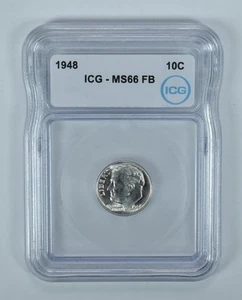 1948 Roosevelt Dime MS66 FB ICG - Picture 1 of 5
