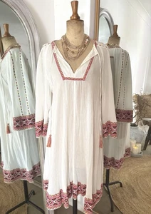 French Connection Adanna Crinkle Ethnic Smock Boho Mexican Dress Size 14 - Picture 1 of 5