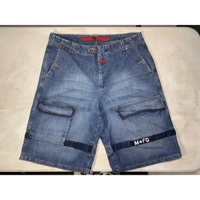 Pantalones Cortos de Jean Marithe Francois Girbaud De Colección Para Hombres 34 Sueltos Cinta de Transporte Y2K Foto 1 de 4