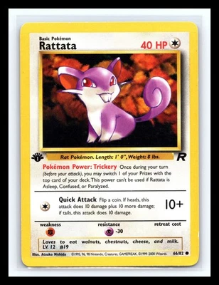 💥 Rattata 1st Edition Non Holo Foil WOTC Pokemon Card 66/82 Rocket Set 1999 - Image 1 of 2