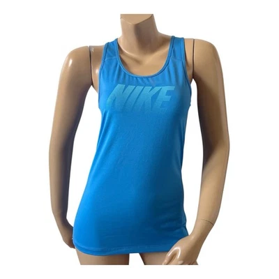 Camiseta sin mangas Nike Pro para mujer talla mediana azul sin mangas con logotipo atlético para correr Foto 1 de 4