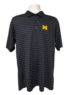 Мужская рубашка-поло University Of Michigan с коротким рукавом синяя с белой полосой L - Изображение 1 из 4