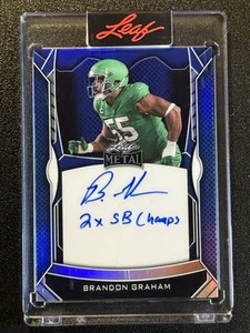2025 Leaf Metal Eagles Brandon Graham On Card Auto SB Champs Inscription #d /100 - Picture 1 of 2