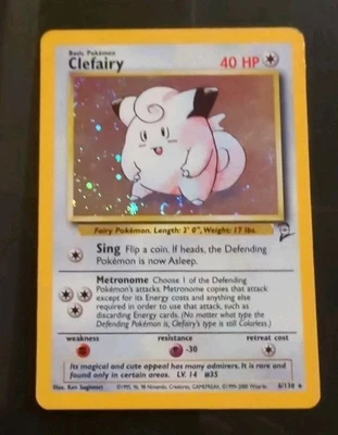 💥 Pokemon TCG Clefairy Base Set 2 Holo Rare 6 NM 6/130 card swirl - Image 1 of 3