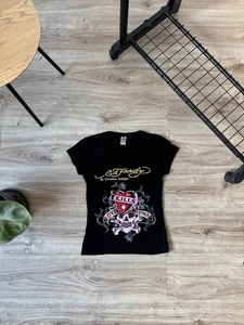 Vintage Y2K Ed Hardy Christian Audigier Skull Tattoo T Shirt Women s Size M - Picture 1 of 7
