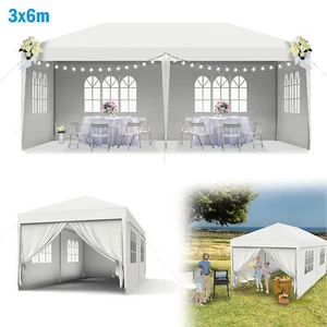 Pavillon Partyzelt Wasserdicht Bierzelt Gartenzelt 3x6m Weiß Festzelt Eventzelt - Bild 1 von 13