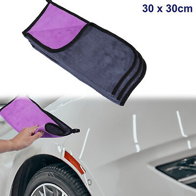 3pcs Microfibre Car Drying Towel 30 X 30cm 600GSM Cleaning Cloth Grey Purple • 11.86€