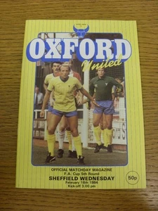 18/02/1984 Oxford United v Sheffield Wednesday [FA Cup] . Footy Progs (aka bobfr - Picture 1 of 1
