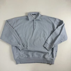 Brandy Melville One Size Button Henley Heavy Sweatshirt Oversized Pockets Blue - Picture 1 of 6