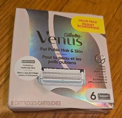 Gillette Venus Bikini Pubic Hair & Skin Women's Razor Cartridges 6-Pack - NEW - Image 1 of 3