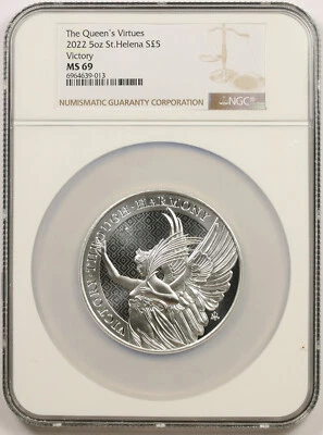 2022 5 oz St. Helena The Queen's Virtues Silver 5 Pounds MS 69 NGC - Image 1 of 4