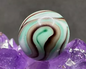 KILLER Vintage Alley Ravenswood or Heaton Agate OXBLOOD Teal Swirl Marble - .63" - Picture 1 of 7