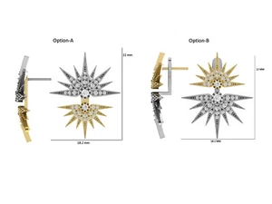 14K YELLOW/WHITE GOLD TWO TONE GENUINE DIAMOND STARBURST EARRINGS - Bild 1 von 5