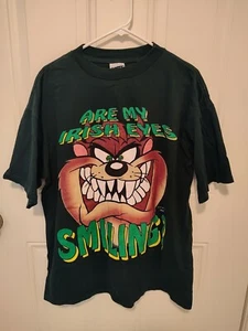 Vintage 90's Taz Looney Tunes Are My Irish Eye Smiling? T-Shirt Sz XL - Picture 1 of 10
