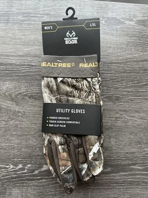 REALTREE Hunting CAMO Men's Utility Gloves L/XL Padded Knuckles Non Slip NEW - Image 1 of 4
